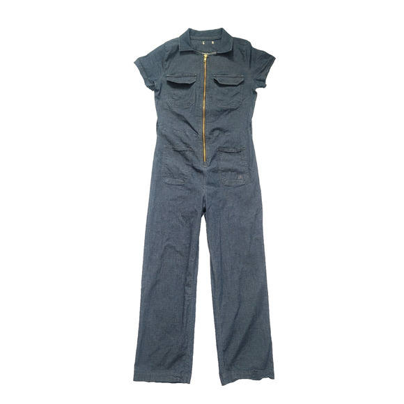 Albion Fit City Jumpsuit Denim Size S Blue Utility Workwear Preppy Retro - Picture 1 of 7